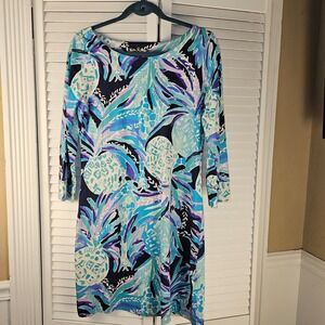 Lilly Pulitzer Womens Bright Navy‎ Alotta Colada Hollee Dress Medium